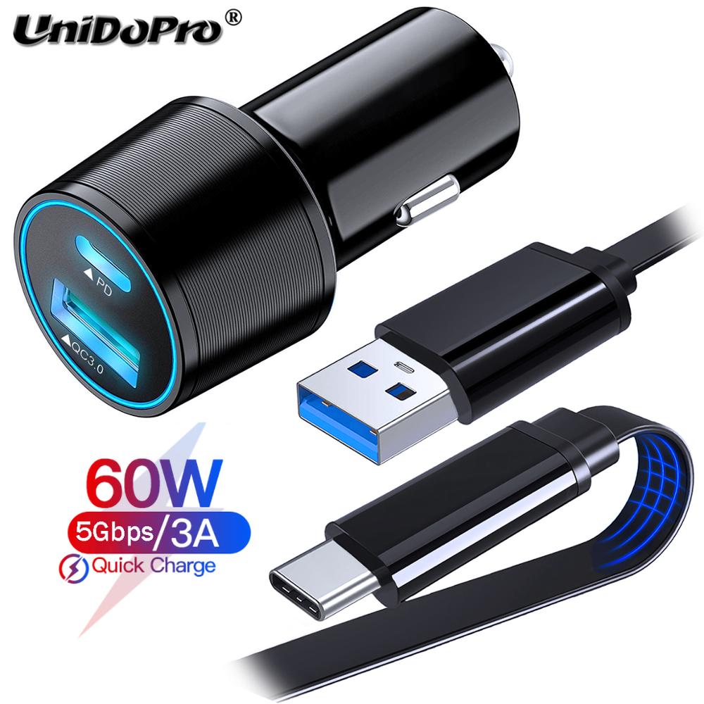 QC 3.0 PD chargeur de voiture + 1M câble plat de Type C pour Samsung Galaxy S7 + 5G S7 S6 / S6 Lite | Onglet A7 10.4 ' | Onglet A 8.4