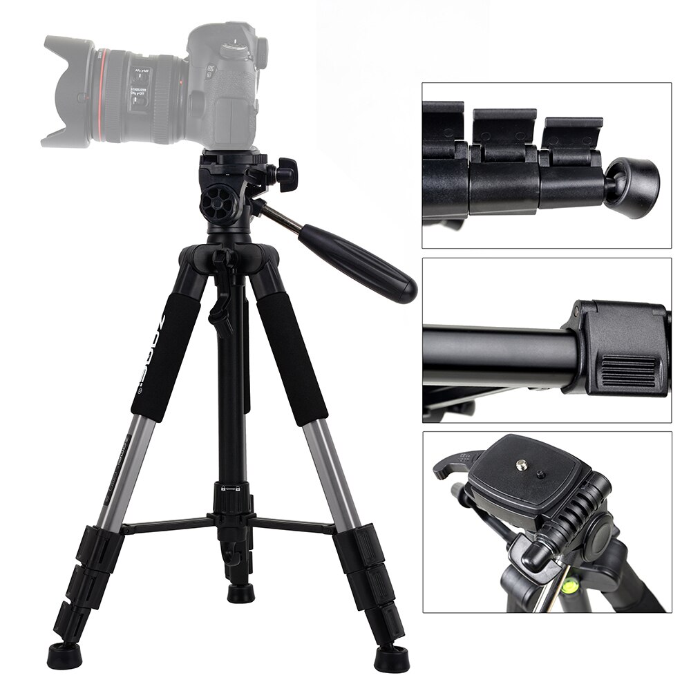 ZOMEI Q111 Tripod Lightweight Portable Aluminum Alloy Camera Travel Tripod with Quick Release Plate/ Carry Bag for DSLR Camera