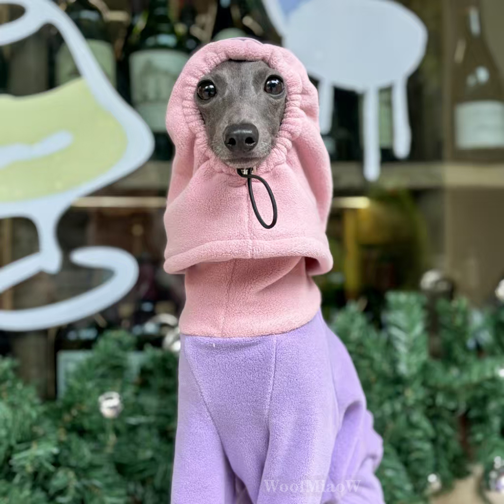 Dog Clothes for Italian Greyho with Hat Pure Color Four-legged Clothing Soft Stretchy Whippet Clothing Winter Warm Dog Clothing