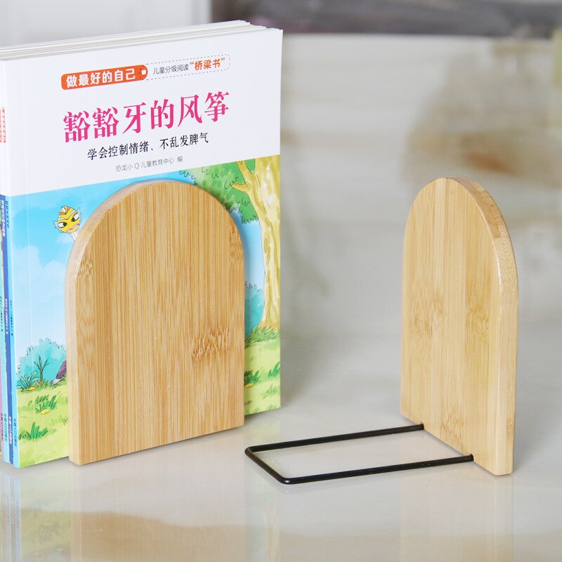 Desktop Storage Simple Bamboo Book Stand Office Tidying Up Student Desk Bookend Clip Shelf Suitable For Bedroom Study