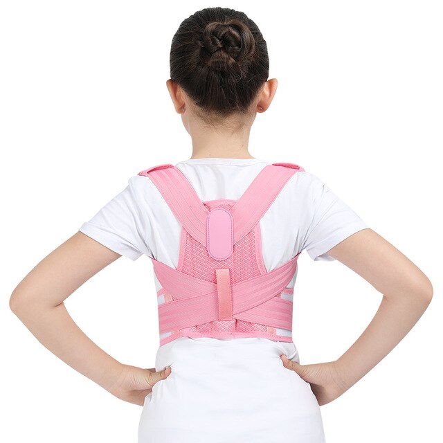 Corset orthopédique réglable d'enfants de ceinture de soutien de dos de correcteur de Posture d'enfants pour la santé d'épaule lombaire de dos de colonne vertébrale d'enfants: Pink / L