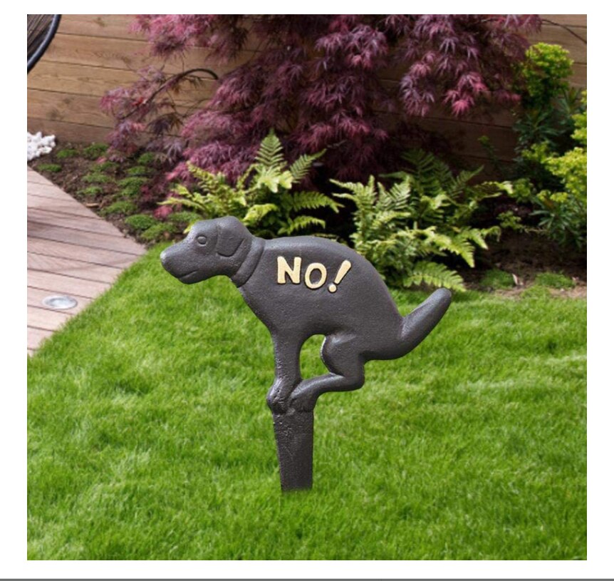 Yard Sign with Stake Puppy Decorated for Yard Garden Decoration Stop Dogs from Pooping 1pc Inserted European Metal Sign