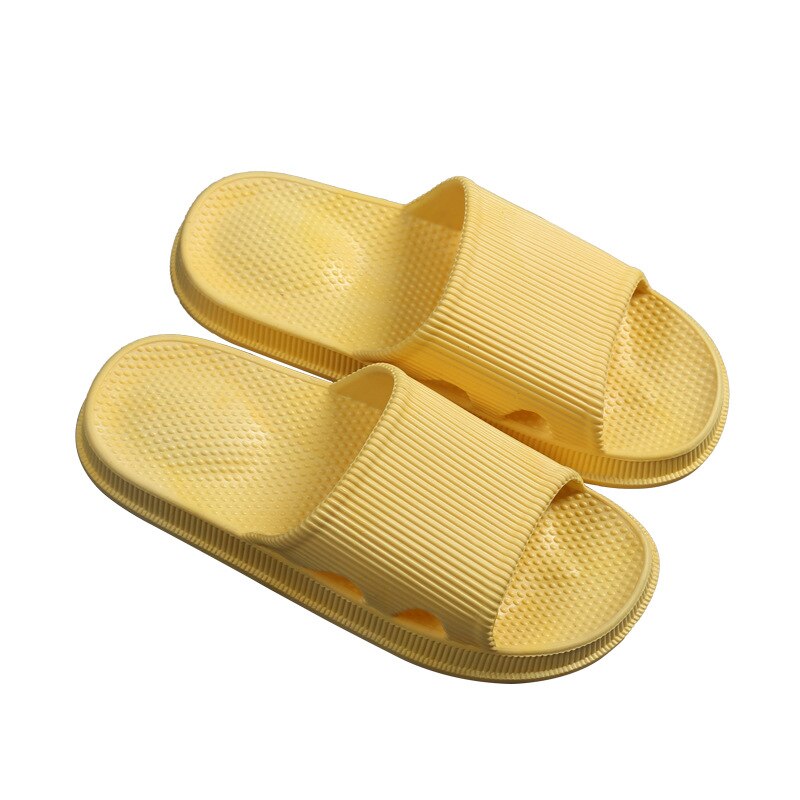 Women Men PVC Massage Slippers Bathroom Non-slip Indoor Home Slippers Female Couple Summer Beach Shoes: yellow / 36-37