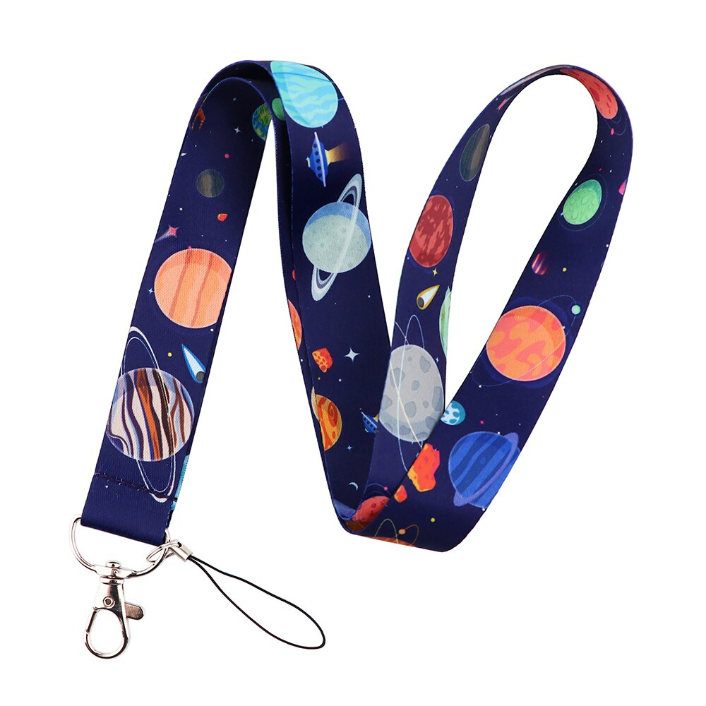LX411 Universe Planets Moon Stars Astronaut Lanyard Neck Strap Rope USB Mobile Cell Phone ID Card Badge Holder Keychain Keyring: 7