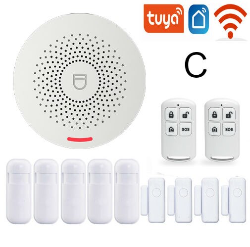 WIFI Security Alarm System Tuya APP Smart Life Built In Siren PIR Motion Detection Door/Window Open Sensor For Home Security