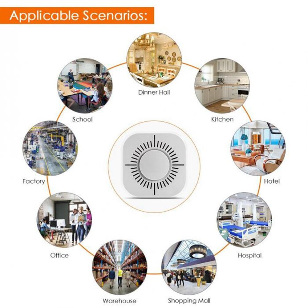 360 Degree Smoke Anti-Fire Detector Wireless Sensor Fire Alarm For Home Office Security Fire Equipment