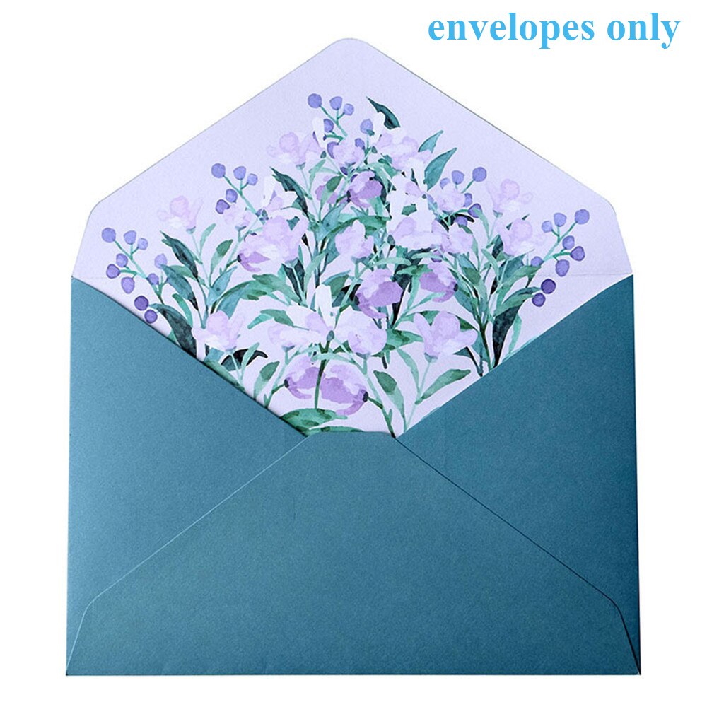 6pcs Printed Flowers Envelope Set Stationery Wedding Greeting Card Envelope Invitation Letter Paper Office School Supplies: D-6pcs envelopes
