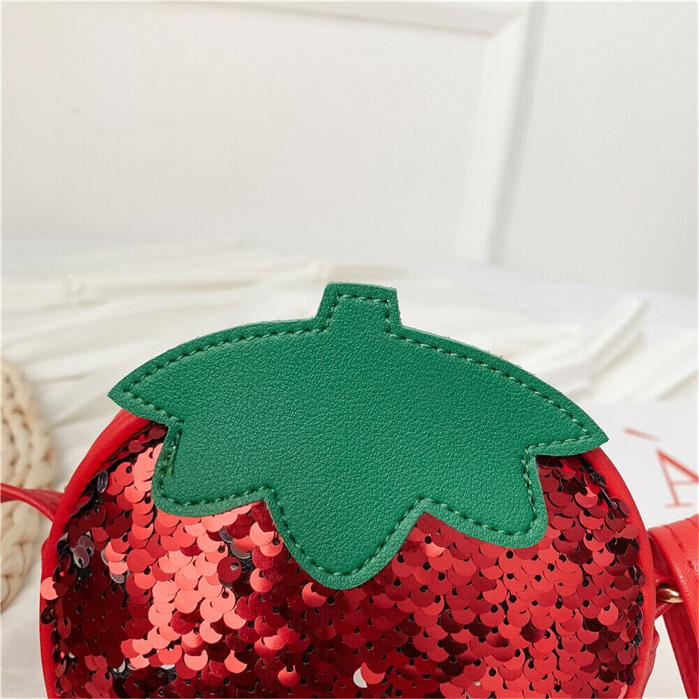 Nuovo Bella Dei Bambini Del Capretto Ragazze Bling Paillettes Borsa A Tracolla Della Borsa Borse A Tracolla di Cuoio DELL'UNITÀ di elaborazione Crossbody Piccole Paillettes Frutta Borse