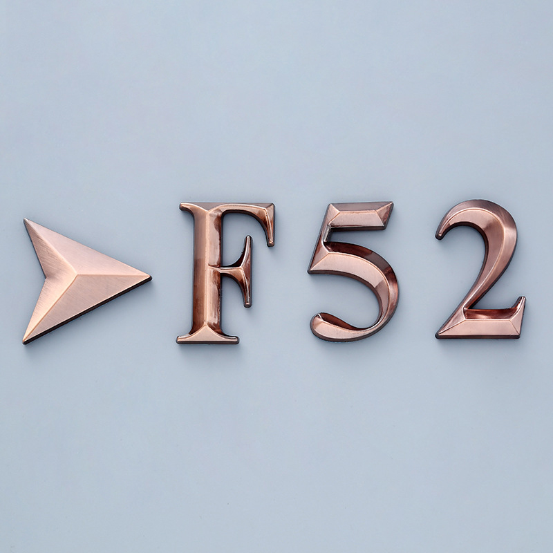 1 x selbstklebendes Türnummernschild aus rotem Kupfer mit Buchstaben, Ziffern, Wohnung, Hotel, Büro, Tür, Adresse, Straßennummer, Aufkleber, Schild