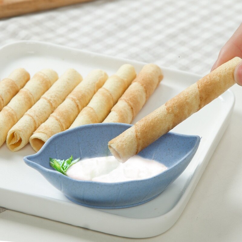 4Pcs Dip Plate kitchen wheat straw seasoning dish plastic Leaf shape pickles small plate tableware dip snack sauce dish