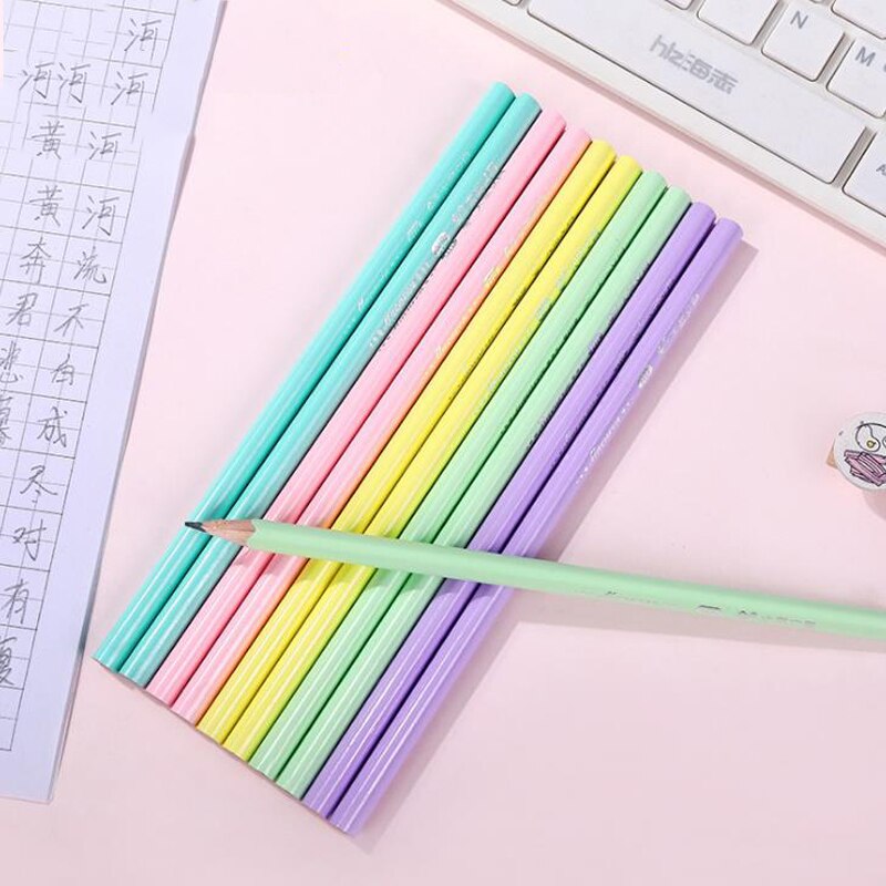 50 Pcs/pack Cute Candy Macaroon Color HB Black Lead Wooden Standard Pencils Art Drawing Sketch Pencil Office School Stationery