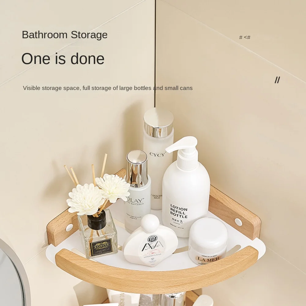 Oppbevaring av dusjhjørne, oppbevaringshyller til bad, hjørnestativ til bad på vegg, baderomshylle uten boring, husholdningsartikler