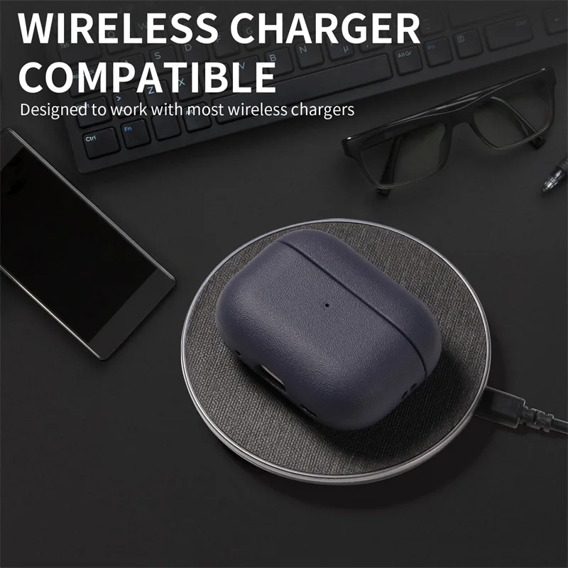 Capa de grão de couro para airpods pro 2 para airpods pro 3 caso airpods 4 3 apple bluetooth fone de ouvido acessórios proteger máquina