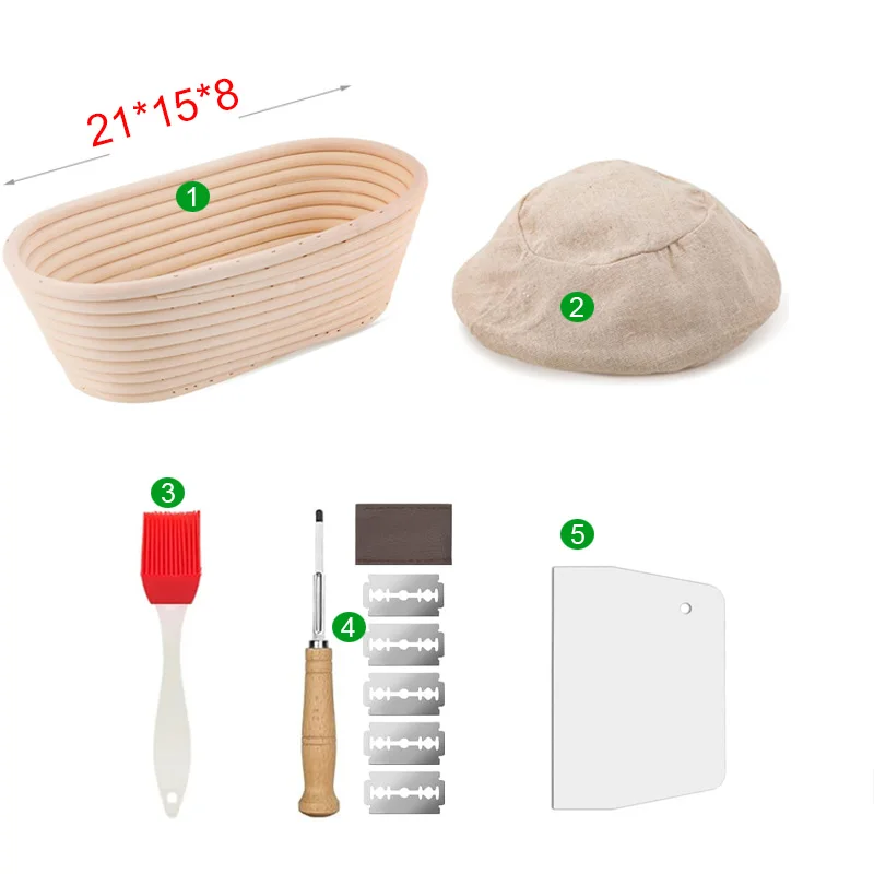 5/8pcs Natural Bread Banneton Proofing Basket Oval Round Rattan Wicker Dough Sourdough Baskets Cane Baking Fermentation