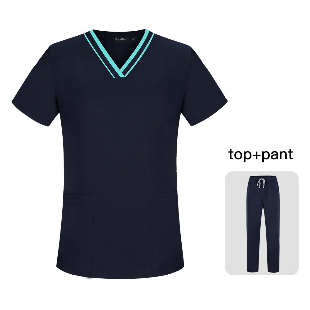 Gesundheit Service Arbeits Uniformen Kurzarm V-ausschnitt Peelings Anzug Tops + Hosen Scrubs Kleidung Männer Arbeitskleidung Scrubs Frauen Spa Uniformen