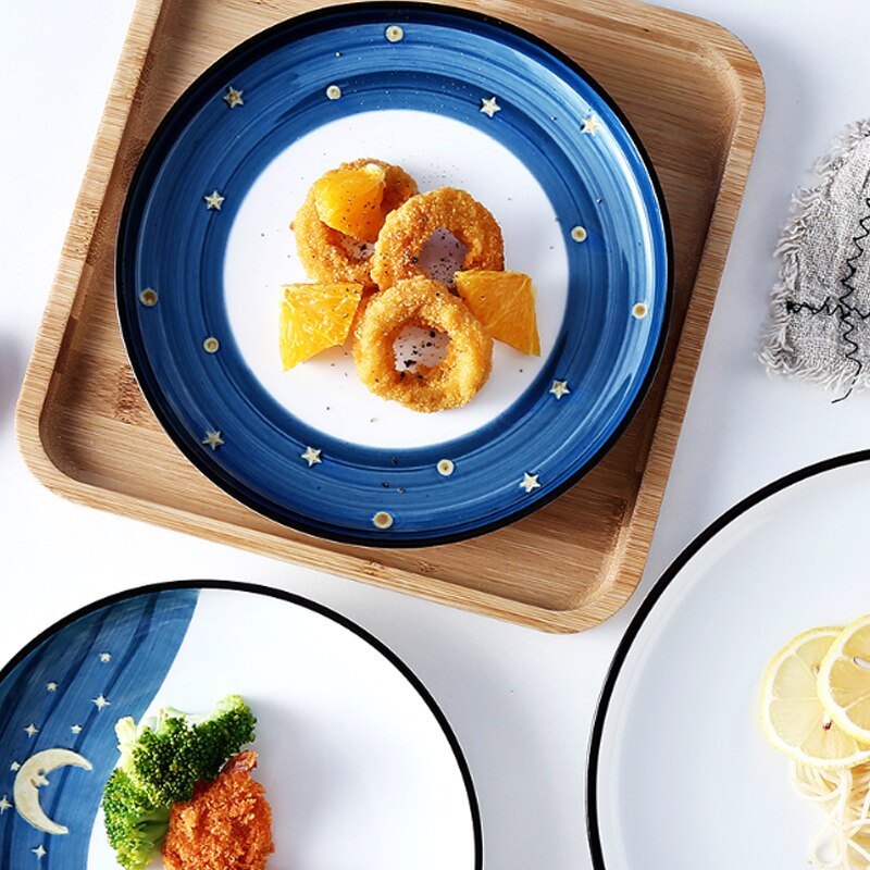 10 inch starry sky ceramic plate fruit is vegetable salad dessert plate dinner steak plate household kitchen tableware