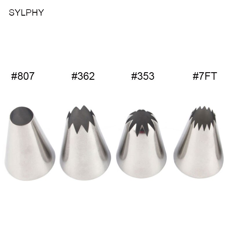 Classic Extra Large Stainless Steel Cake Cream Decorating Tips Set,Closed Star,Open Star,French,Round/Plain Cupcake Pastry Tools