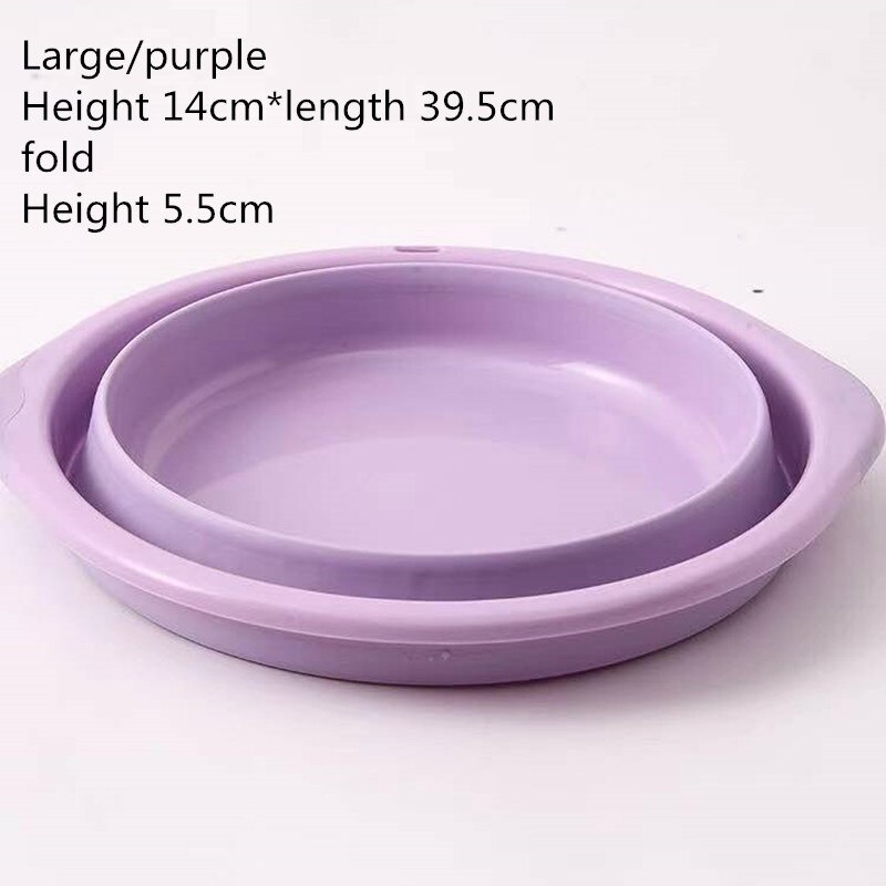 Portable Folding Bucket Camping Washbasin Basin Silicone Collapsible Fishing Car Wash Cleaning Supplies: purple big