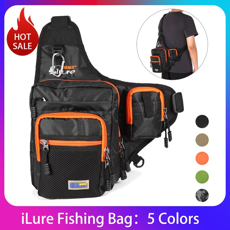 Ilure fisketaske vandtæt canvas fiskestang cover taske stor kapacitet fiskehjul lokke rygsæk udendørs skuldertasker box