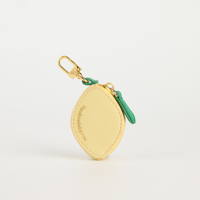 Yellow lemon Fruit Charm coin purse cute key chain mini pouch Wallet for girl women spring summer