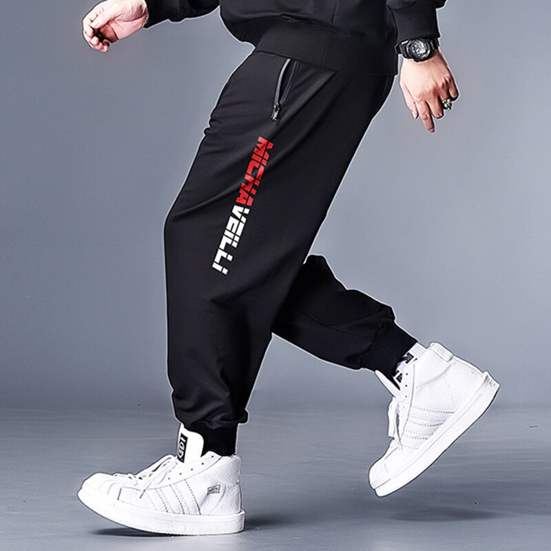 Casual Broek Losse Oversized L-5XL 6XL 7XL Grote Maat Mannen Elastische Broek Side Letters Jogging Joggingbroek Voor Mannelijke
