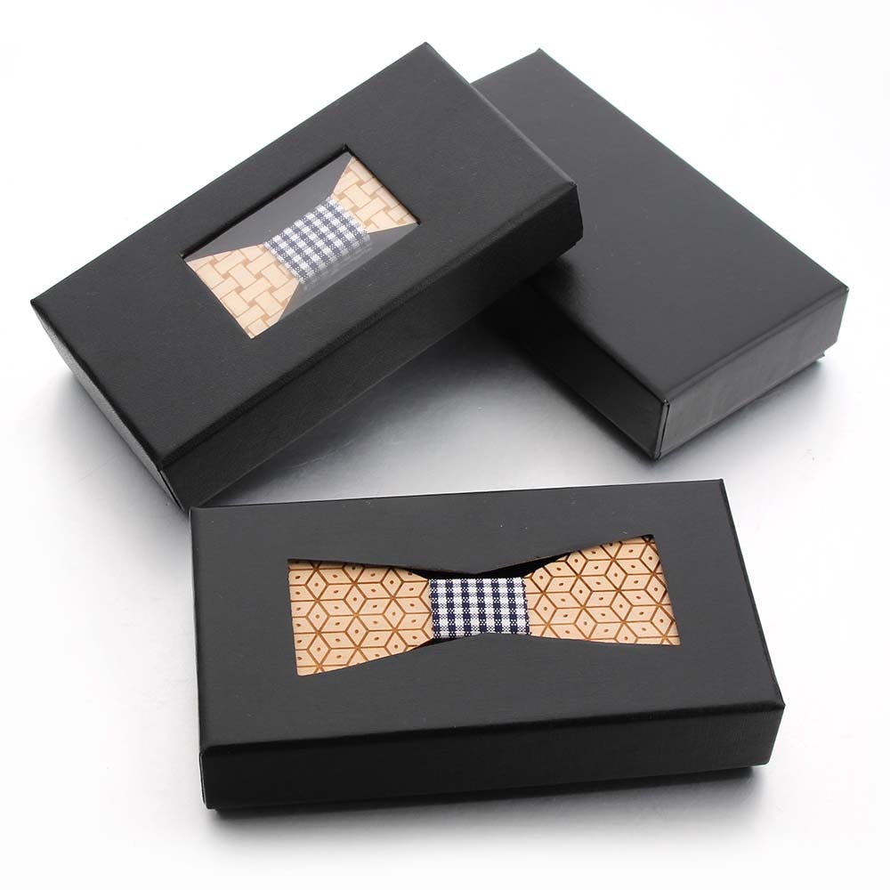 Strikket slips til mænd træsløjfe kasser hals luksus slips herre tilbehør butterfly boks