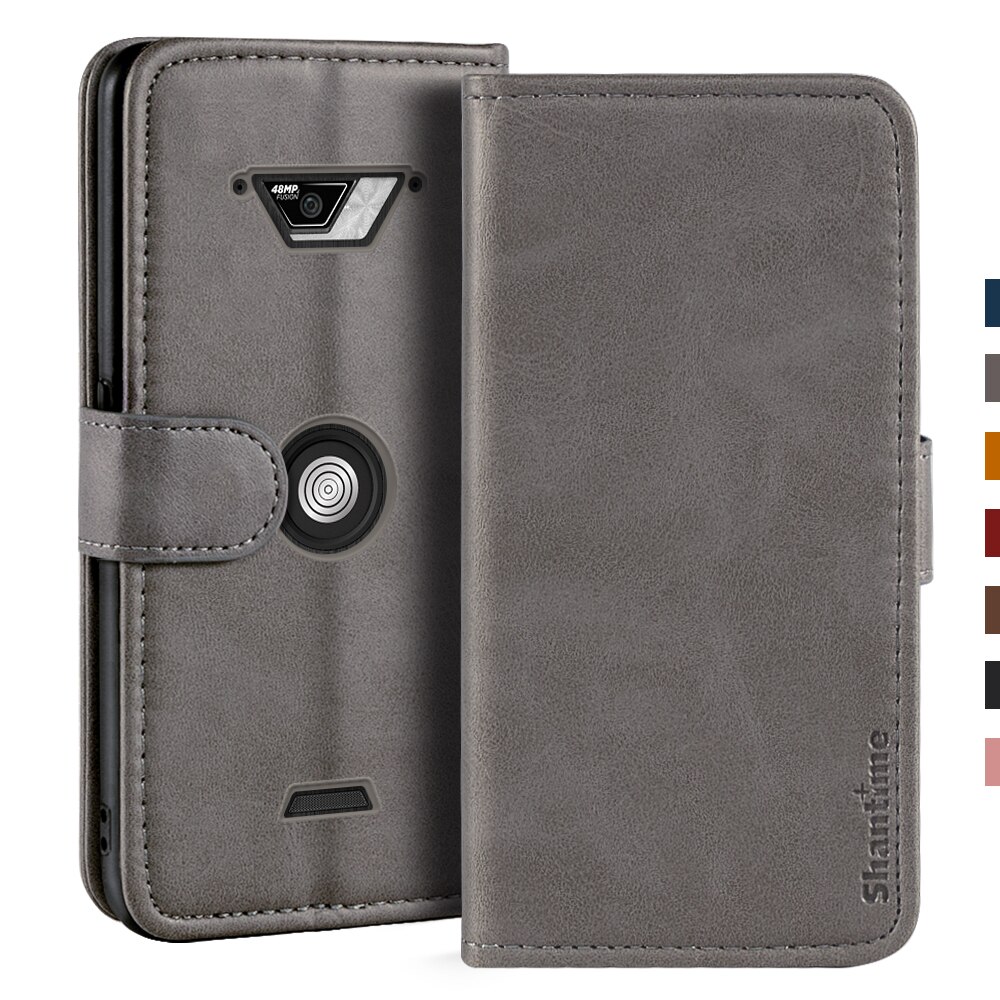 Étui portefeuille en cuir avec support pour téléphone Crosscall Core-X4, housse avec coque magnétique,: Gray