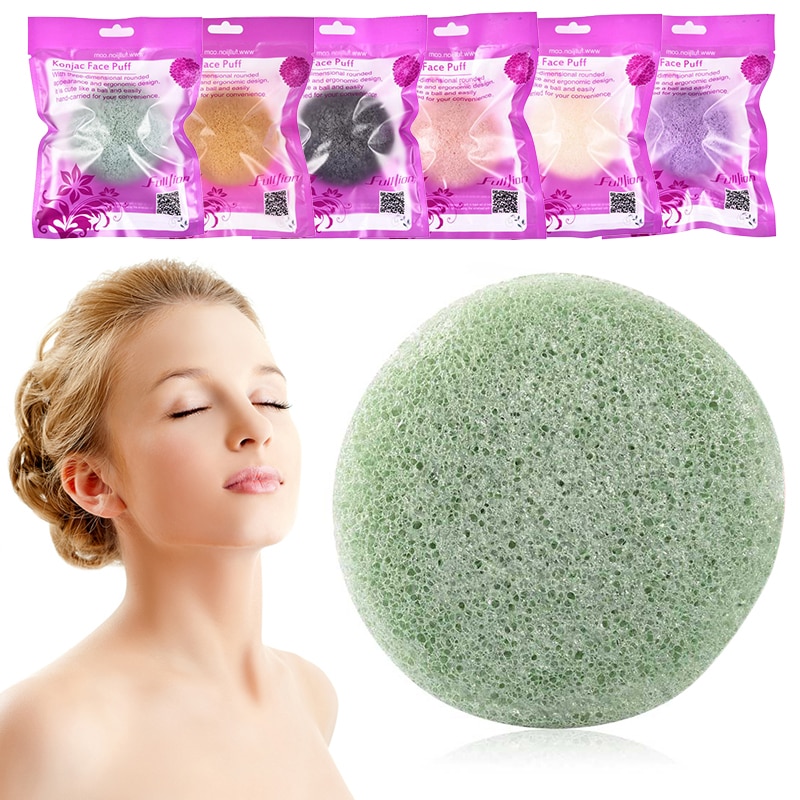 Esponja mágica de lavado de cara Puff fibra semicircular Maquillaje facial almohadilla de lavado esponja de limpieza Puff exfoliador herramienta de limpieza