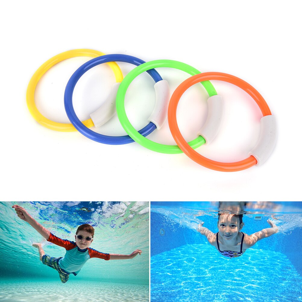 4Pcs Duik Ringen Zwembad Duiken Game Zomer Kid Onderwater Duiken Ring Sport Duiken Boeien Vier Geladen Gooien Speelgoed