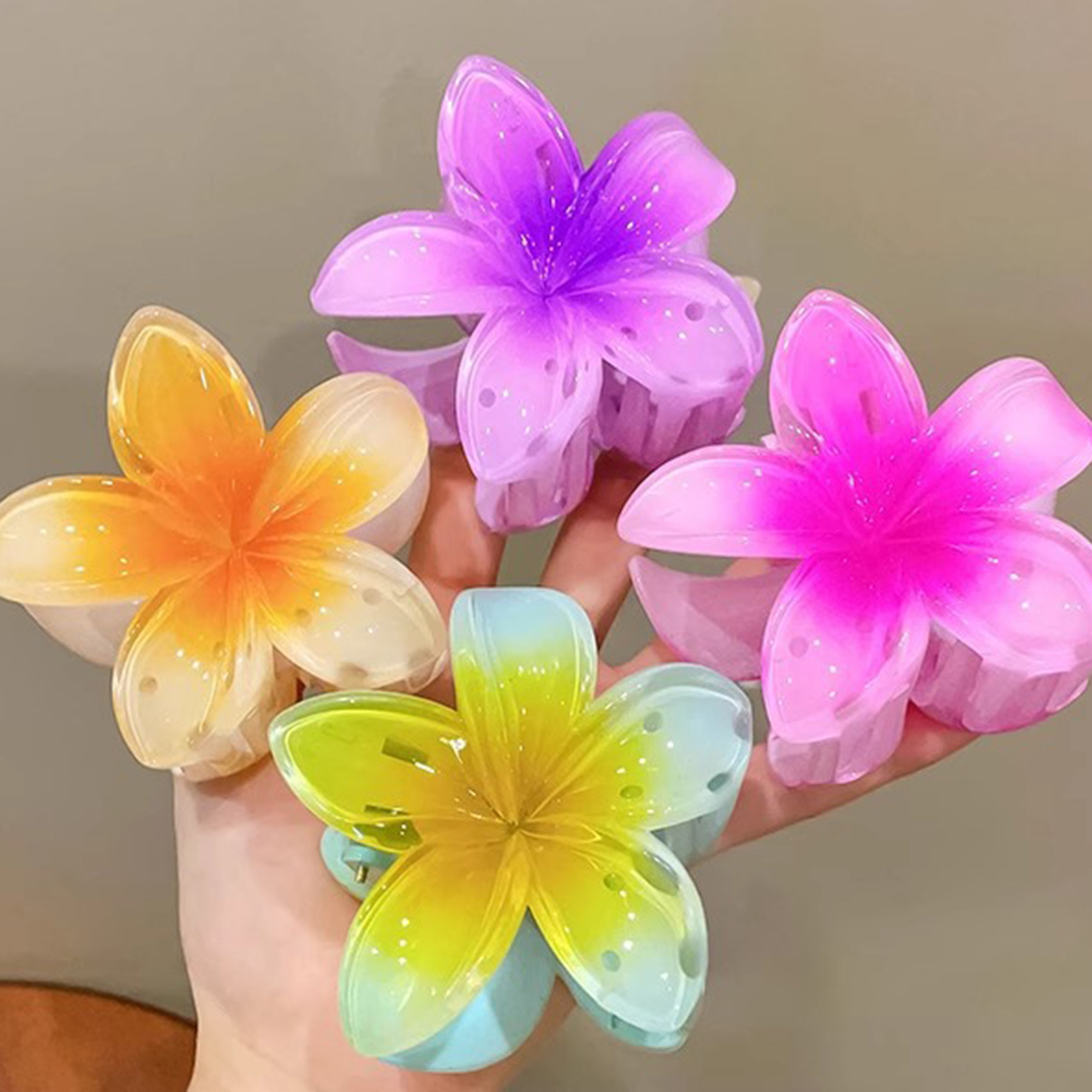 3 tums tonad blomhårsklämma för kvinnor i harts, blommigt hårspänne, färsk söt blomklämma, flickors håraccessoarer