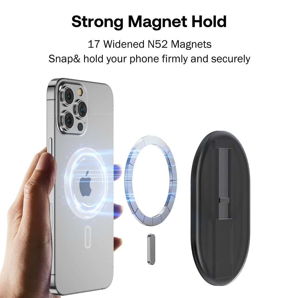 MagSafe Phone Grip with Finger Strap for iPhone 15/14/13/12 Series Magnetic Phone Grip Holder as Magnetic CellPhone Stand Holder