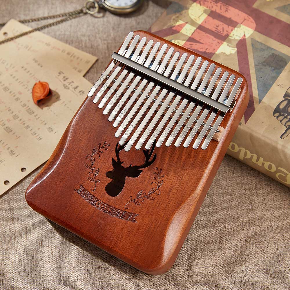 Cega Kalimba 17 clave de Piano de pulgar Kalimba África instrumento Musical dedo Piano de Acacia 17 teclas Kalimba: Deer