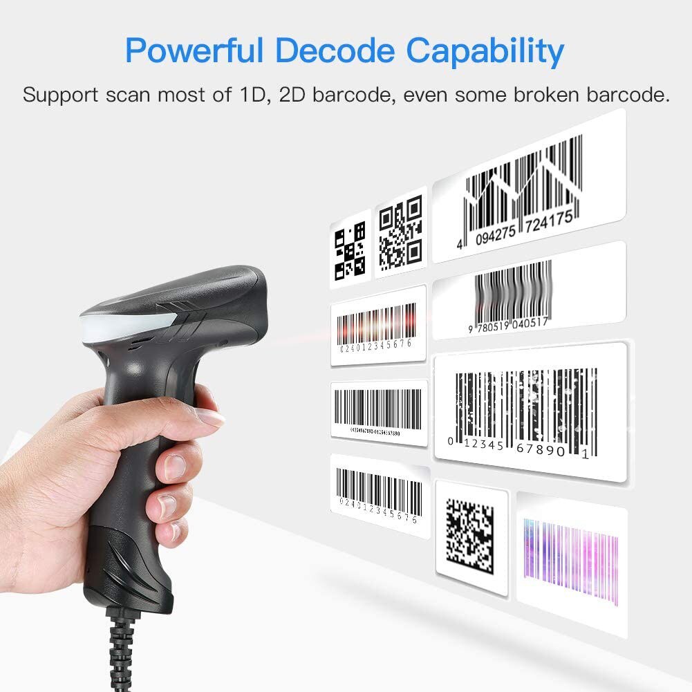 Barcode Scanner Wired Usb 2D Qr Reader Handheld Functie Bar Code Reader Scanners Compitable Met Windows Macos Linux Systeem