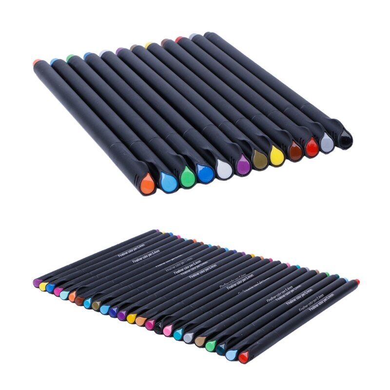 Zhuting Plastic Fineliner 12 / 24 Kleuren Pen Set 0.4 Mm Fijne Tip Lijn Schrijven Tekening Marker Pen
