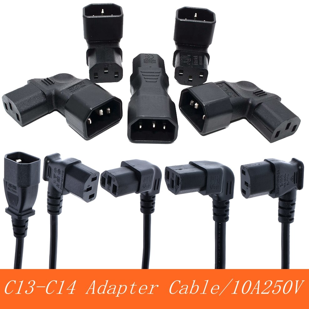 Iec 60320 c13 vinkel omformer vinkel skjøtekabel  c13 to c14 pdu opp og ned rett vinkel strømkabler hann til hunn ac strømledning