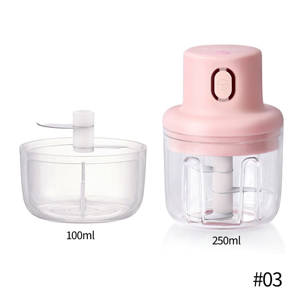 Wireless Electric Meat Grinder Food Chopper Mini Stainless Electric Kitchen Chopper Meat Grinder Shredder Kitchen Tools: 100ml and 250ml