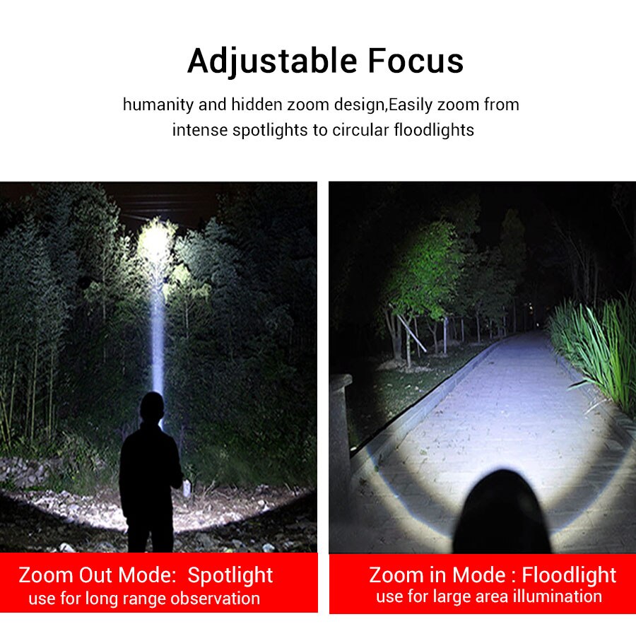 Portable Camping Lantern USB Charging by Rechargeable 18650 Battery Zoomable T6 L2 Flashlight Outdoor Camping Light Lamp in Tent