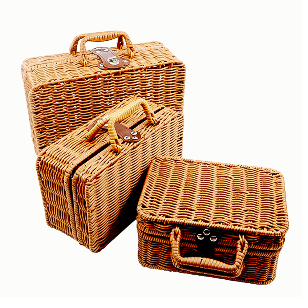 Retro Handwoven Rectangular Wicker Handbag, Simula... – Grandado