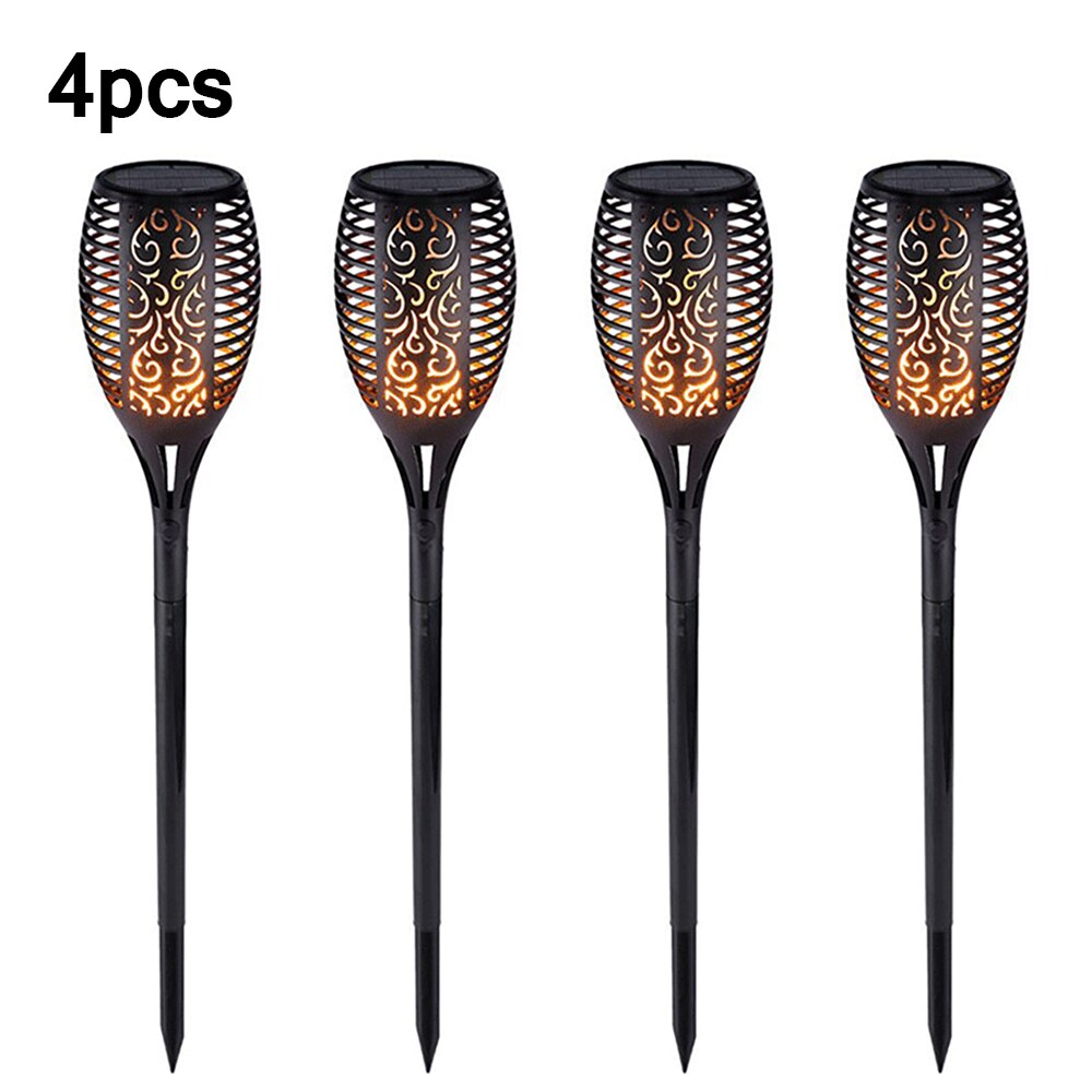 Ledet solflamme fakkel lampe utendørs lys sol hage lys flimrende vanntett lampe gårdsplass balkong plensti spotlight: 4 stk