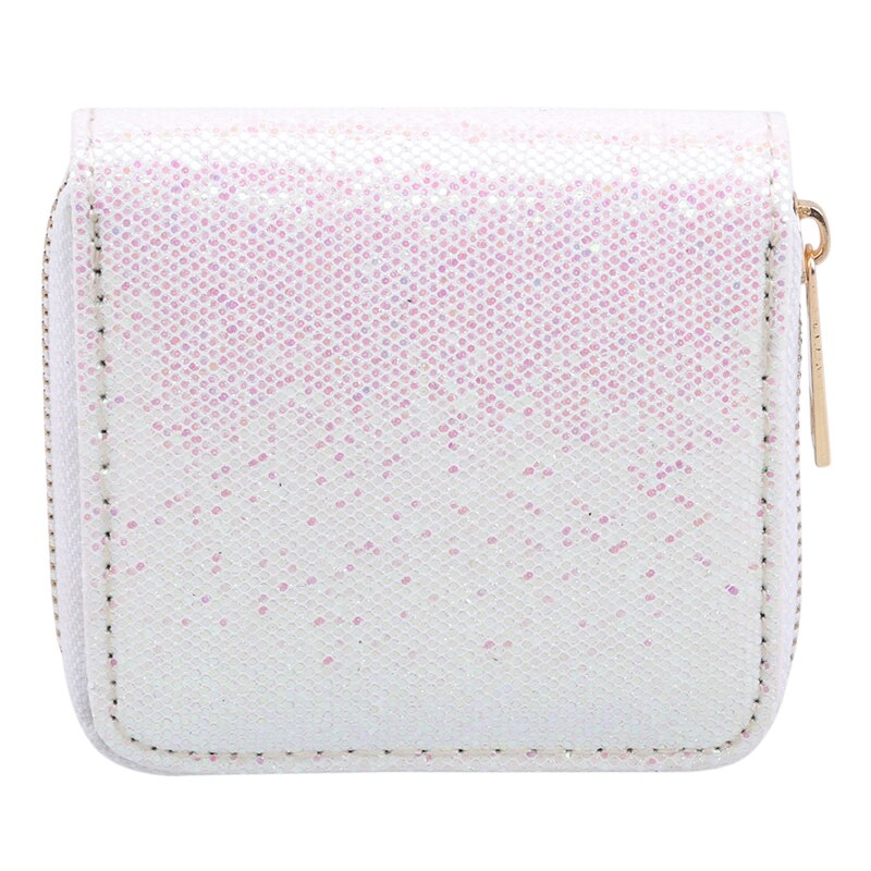 Leren portemonnee dames kwastje rits korte portemonnee glitter dames kleine creditcardhouder portemonnees pailletten: Wit