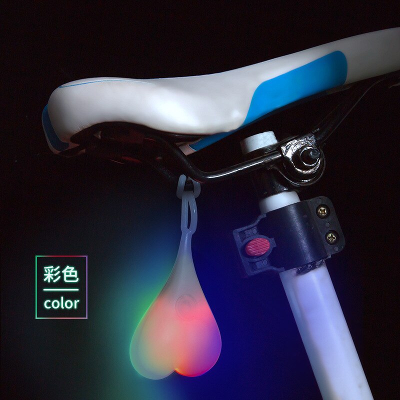Vandtæt silikone cykel hjerte lampe nat cykling bagsæde baglygter cykel baglygter sikkerhed advarsel kugle lampe: Farverig
