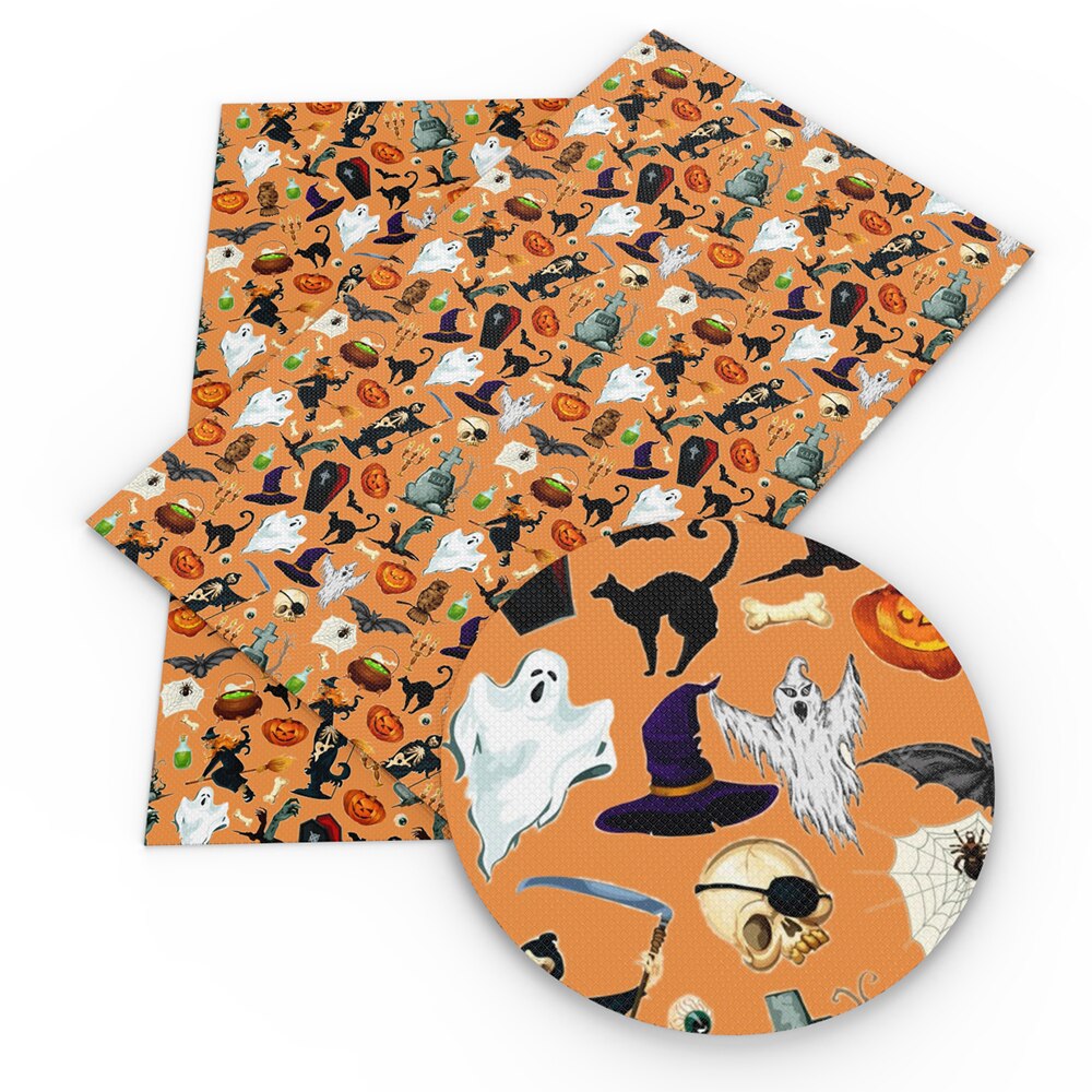David accessoarer 20*34cm halloween-serien dödskalletryckt konstläder i konstläder för bågar diy handgjorda material ,1 yc 12010: 1109044001