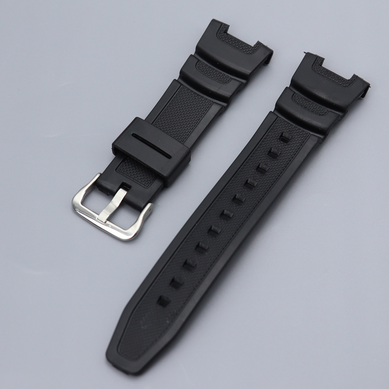 Für Casio SGW100 Harz Armbinde Geeignet SGW-100 Männer Gummi Wasserdichte Sport Gurt Ersatz Armbinde Uhr Zubehör: Silber weiß
