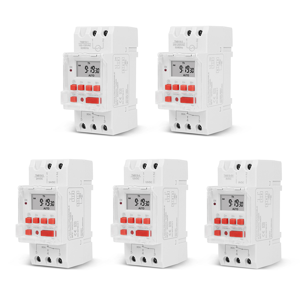 TM919B 30A 6000W Din Rail Mount 7 Dagen Wekelijkse Programmeerbare Digitale Timer Schakelaar Controle Automatische Elektronische Tijdrelais Controll