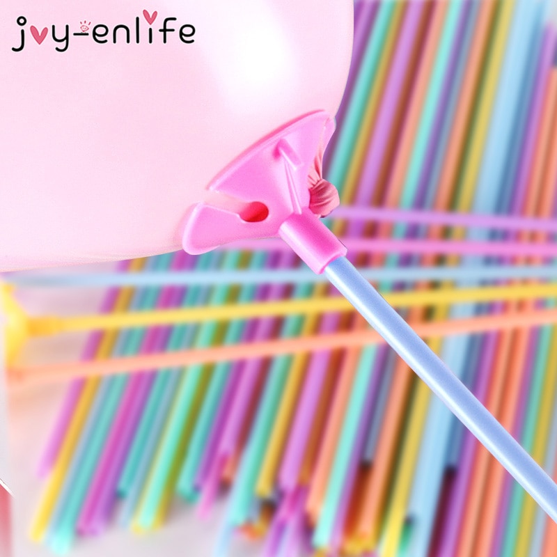 20pcs Colorful Latex Balloon Sticks PVC Rods Balloons Holder Sticks With Cup Baby Shower Kids Birthday Party Wedding Decoration