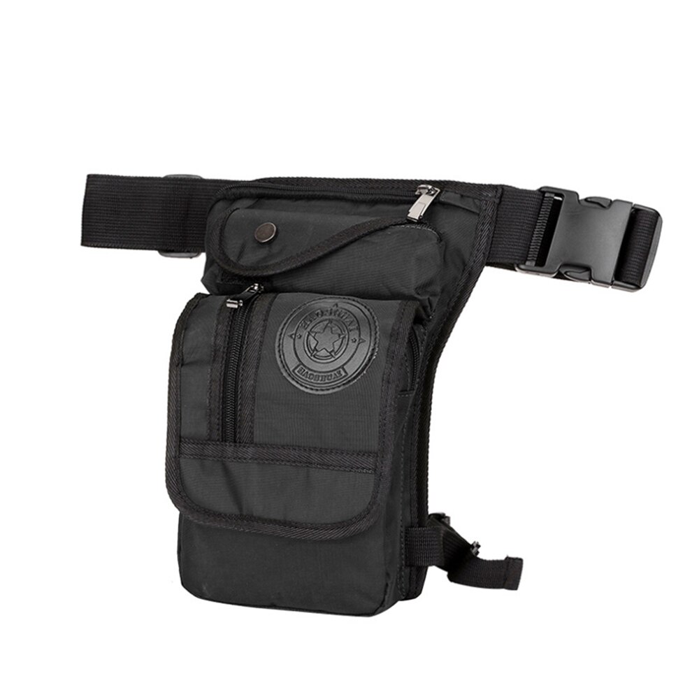 Waterdichte nylon beentas voor heren, heuptas, dijriem, motortas, schoudertas: Zwart