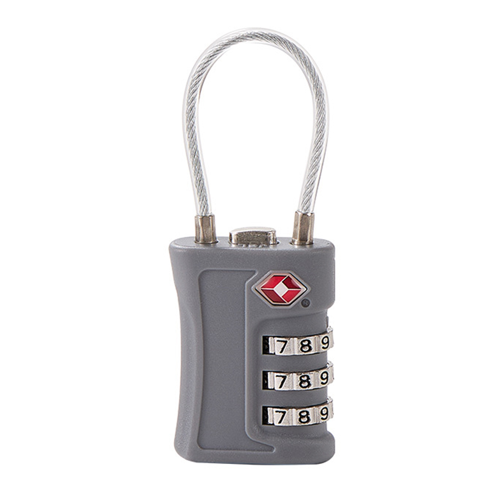Anti-Theft Luggage Locks Lightweight 3 Dial Combination Steel Wire Lock Tsa-Compatible Travel Luggage Locks: Light Grey
