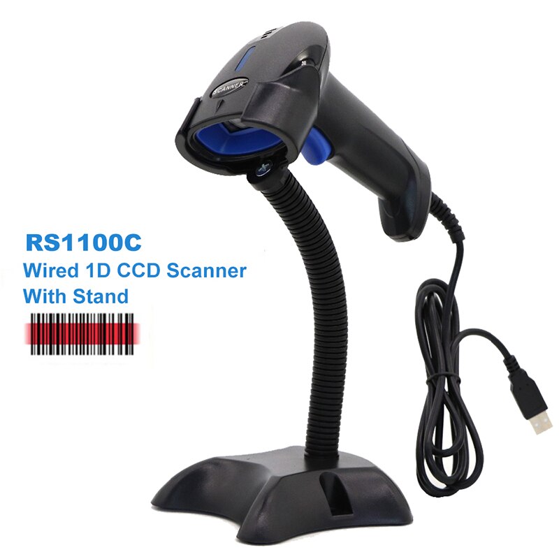 1Pc Handheld Wired 1D Ccd Barcode Scanner Pos 2D Barcode Scanning Rood Licht Reader Met usb Kabel: RS1100C 1D CCD stand