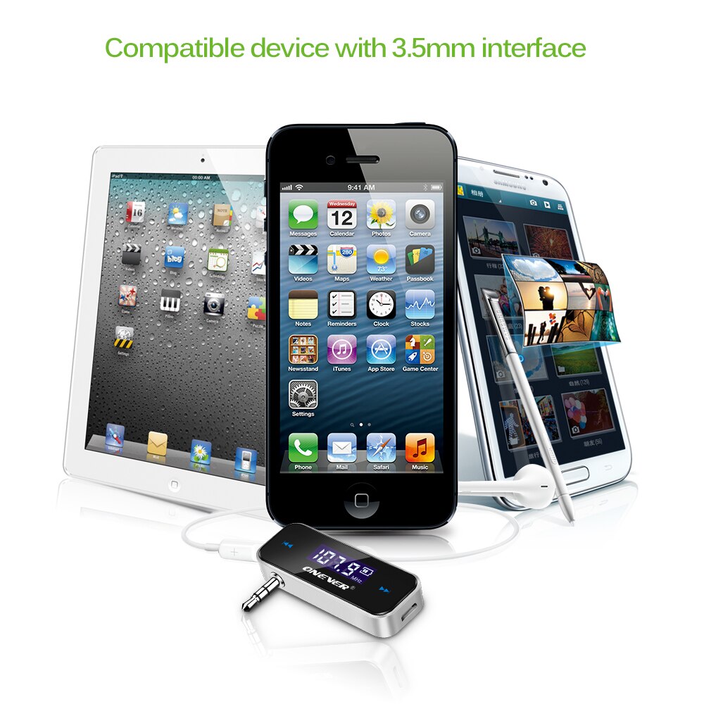 Onever Drahtlose Mini FM Sender 3,5mm in-Auto Auto Musik Audio- MP3 Spieler Absender für iPhone 4 5 6 6S Plus Samsung iPad