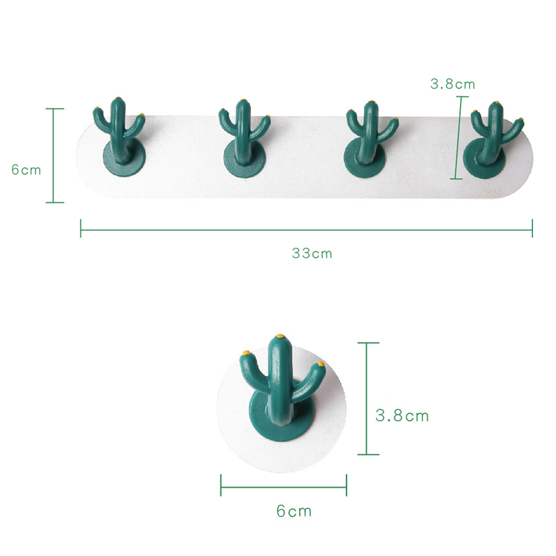 Ganchos decorativos con forma de Cactus, gancho de pared autoadhesivo para puerta trasera, llavero, perchero para abrigos, sombreros, toallas, ropa, perchero para baño de cocina